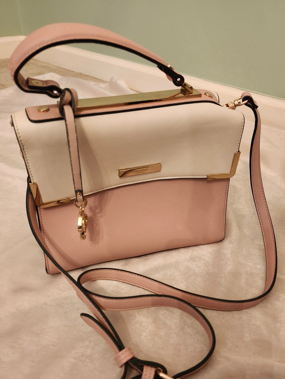 Dune London Blush Pink and Cream Top-Handle Satchel